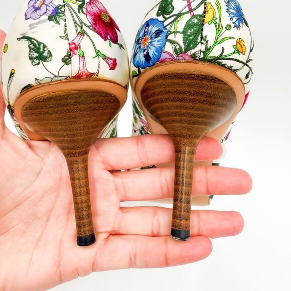 Gucci Horsebit Floral Pointed Toe Pumps Heels Satin Size 9 - Picture 9 of 15